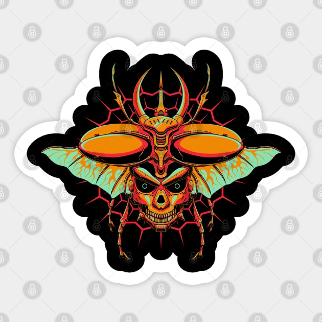 Mecha Beetle Skull Sticker by AllanDolloso16